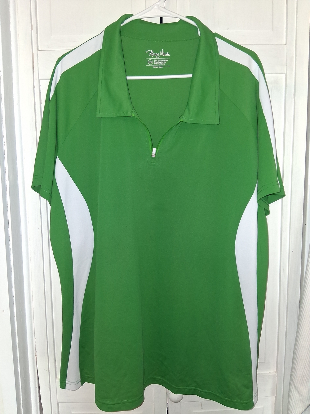 Hanna Nicole Women’s Active Green & White Short Sleeve Golf/Tennis Polo Tee